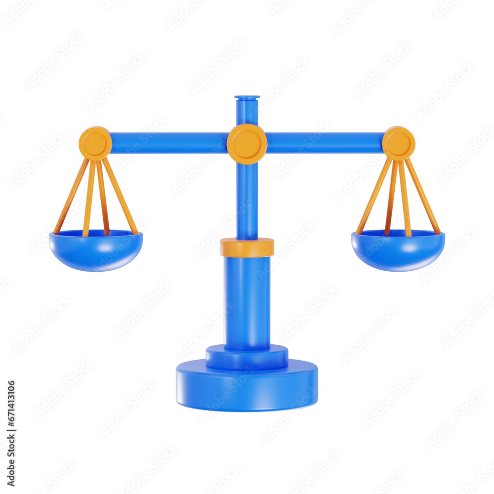 3d law scale, corruption 3d icon set, high quality render, transparent background