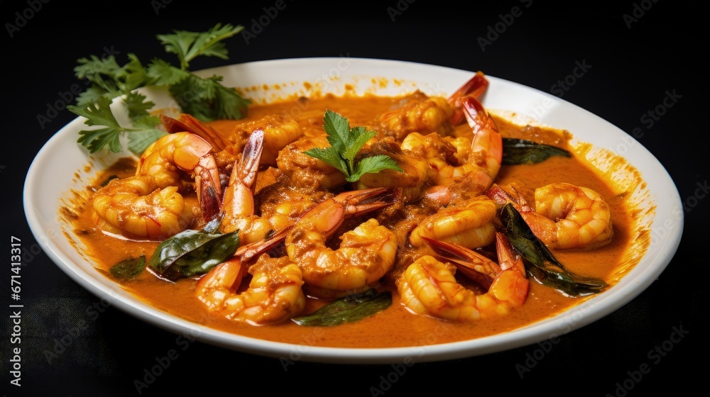 Shrimp masala fish curry Chemmeen curry in coconut milk tiger Prawns balchao Curry. Spicy Kerala fish curry Indian seafood non veg food side dish rice appam Goan Tamil Nadu Bengal Sri Lankan Shrimp masala fish curry Chemmeen curry in coconut milk tiger Prawns balchao Curry. Spicy Kerala fish curry Indian seafood non veg food side dish rice appam Goan Tamil Nadu Bengal Sri Lankan
