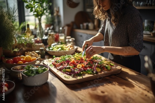  Woman Preparing and Sharing Vegan Meal in Modern Kitchen 