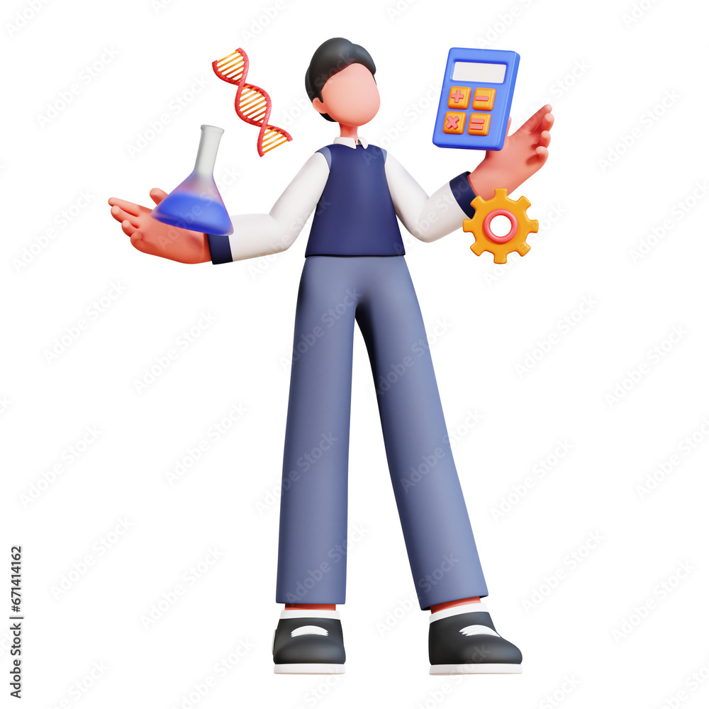 3D Male Character Illustration Education