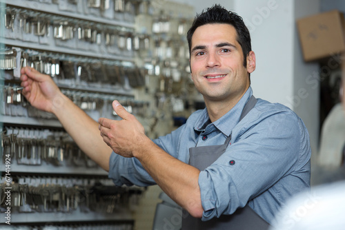 a happy professional key maker