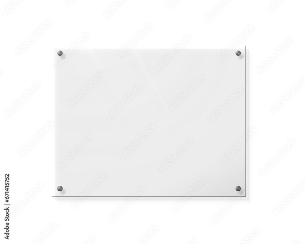 3d illustration of realistic glass panel sign board on transparent background - obrazy, fototapety, plakaty 