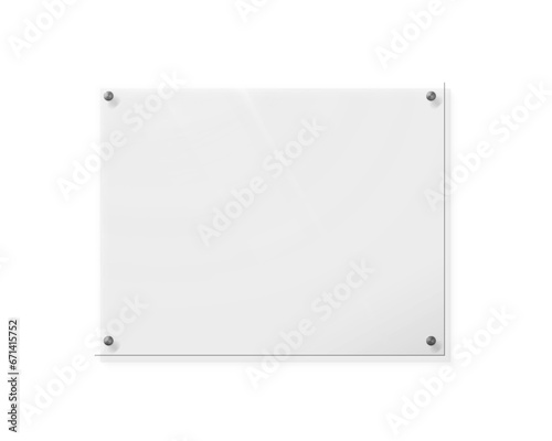 3d illustration of realistic glass panel sign board on transparent background photo