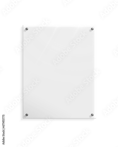 3d illustration of realistic glass panel sign board on transparent background