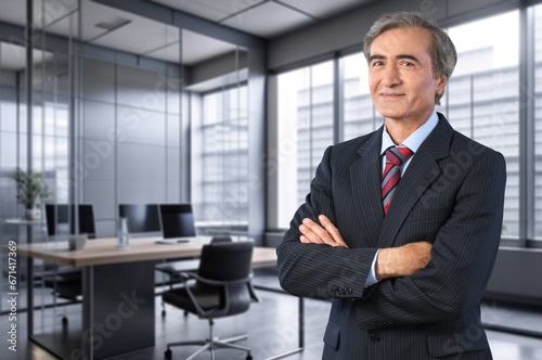 Smiling confident business man standing in office, AI generated image © BillionPhotos.com