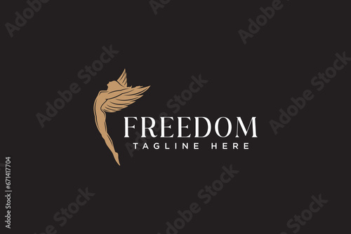women fly fairy angel luxury logo design for award symbol, fashion and boutique company