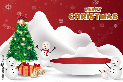 sales podium with a winter theme, Christmas celebration