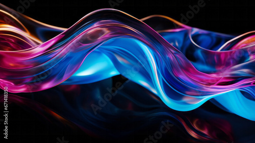 Abstract holographic, fluid liquid and trendy gradients, 3d render on black background