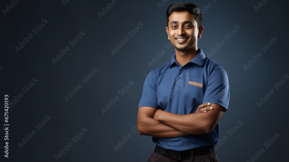 Obraz premium Young and confident indian deliverer man