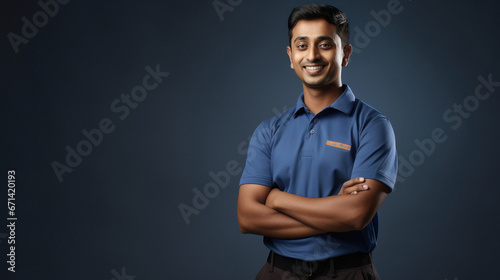 Young and confident indian deliverer man