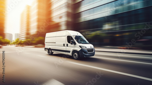 Delivery Van moving on highway