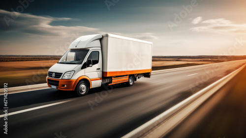 Delivery Van moving on highway
