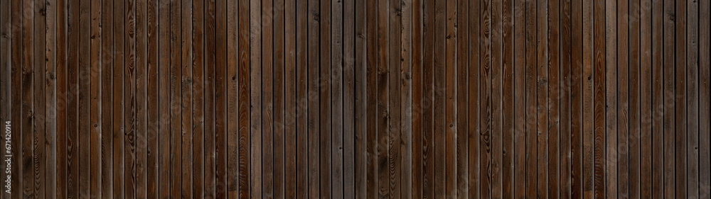 Naklejka premium old brown rustic dark wooden texture - wood timber background panorama long banner