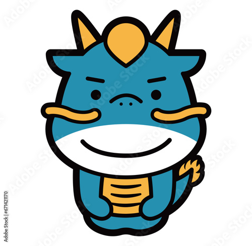 2024年辰年の年賀状や正月に使える龍のポップでかわいい干支イラスト_正座