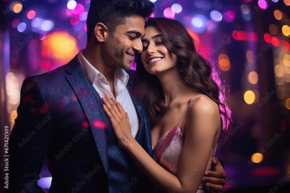 young Indian couple enjoying at party young Indian couple enjoying at party