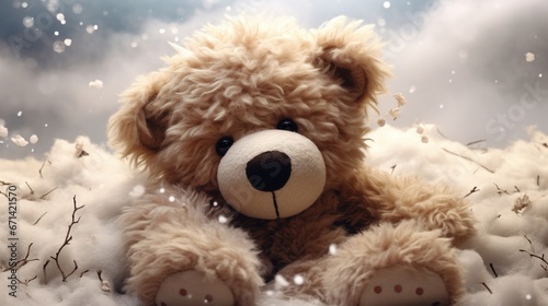 An intricately designed digital representation of a teddy bear, highlighting its nostalgic appeal, plush texture, and delightful features, as though photographed in high definition © Teddy Bear