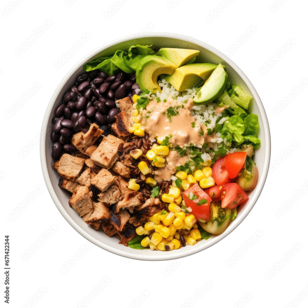 burrito bowl isolated on a transparent background