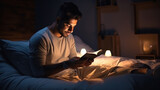 young indian man reading book