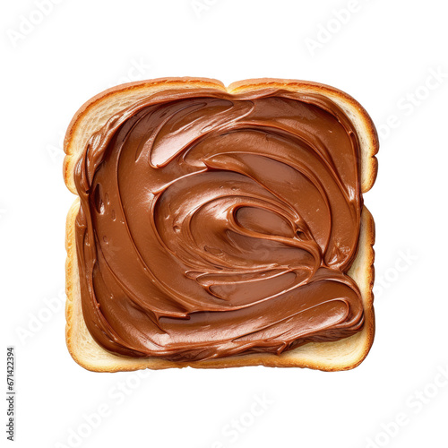 toast with chocolate spread isolated on a transparent background