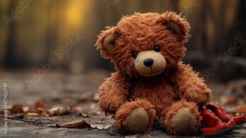An intricately designed digital representation of a teddy bear, highlighting its charming character, plush appearance, and endearing features, as though photographed in high definition © Teddy Bear