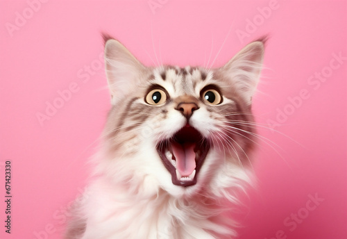 Cute beautiful kitten fluffy domestic animal cat fur pet portrait © VICHIZH