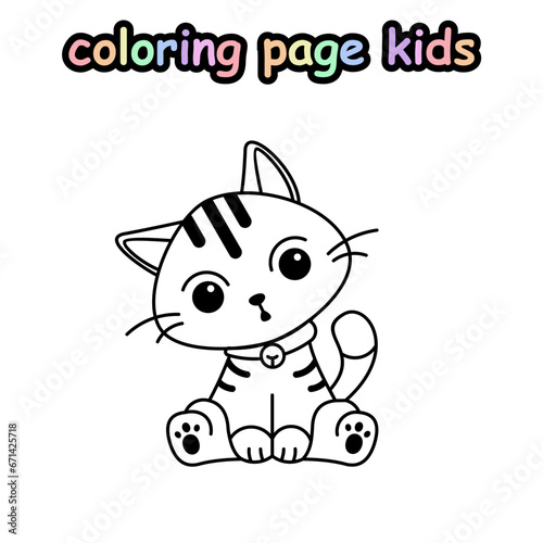 cute cat pose coloring page kids
