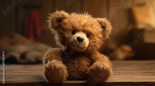 A highly detailed portrayal of a classic teddy bear, showcasing its soft, huggable form, charming facial expression, and warm personality,