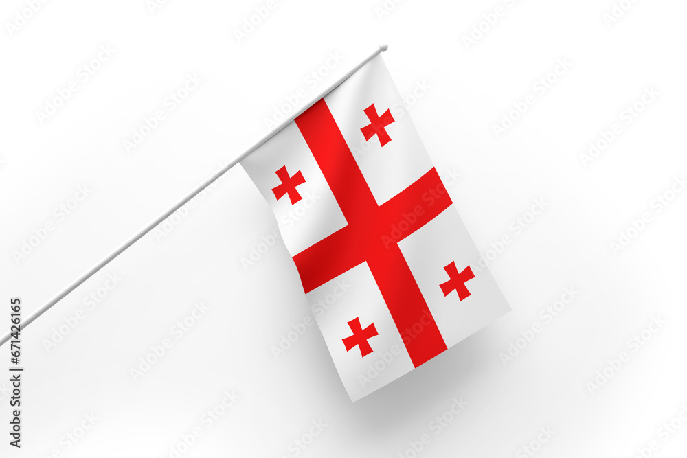 3d illustration flag of Georgia. Georgia flag waving isolated on white background with clipping path. flag frame with empty space for your text.