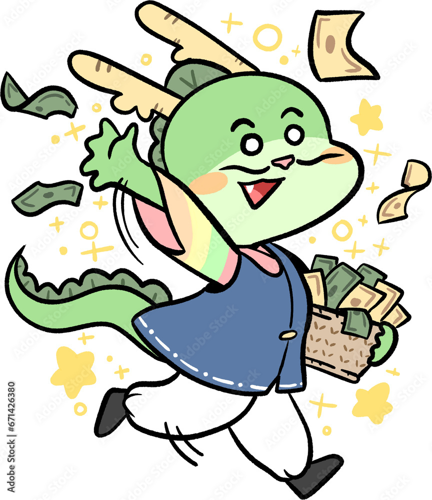 Fototapeta premium 2024년 용의해 갑진년 연하장 캐릭터 일러스트