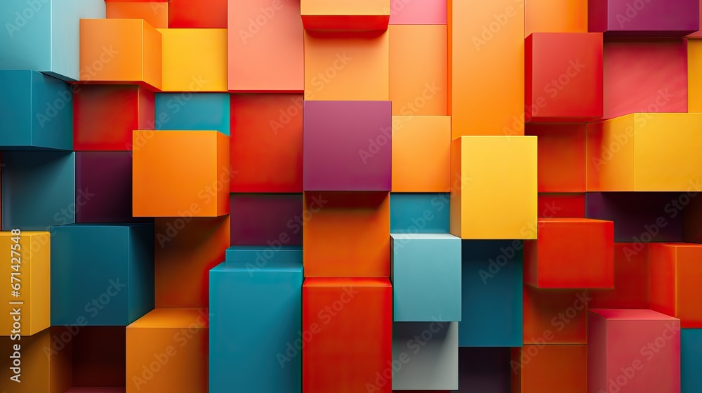 Cubes multi couleurs superposés avec un effet graphique Cubes multi couleurs superposés avec un effet graphique