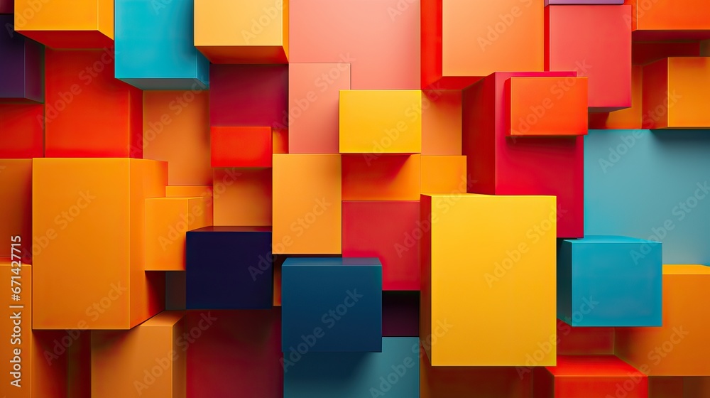 Cubes multi couleurs superposés avec un effet graphique