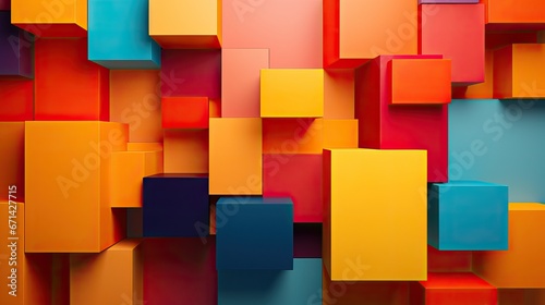 Cubes multi couleurs superposés avec un effet graphique