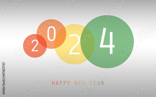 Best Wishes - Simple Colorful New Year Card, Cover or Background Design Template with Numerals - 2024