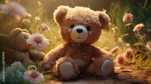 An intricately designed digital representation of a teddy bear, bringing out its cozy appeal, plush appearance, and delightful features, as though photographed in high definition © Teddy Bear