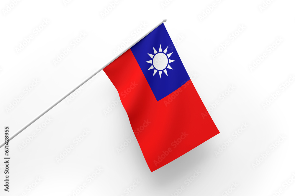 3d illustration flag of Taiwan. Taiwan flag waving isolated on white background with clipping path. flag frame with empty space for your text.