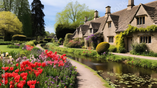 Garden and ponds in the picturesque Cotswold's village