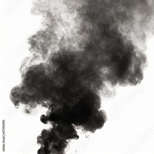 Black dark smoke isolated on white , generated by AI