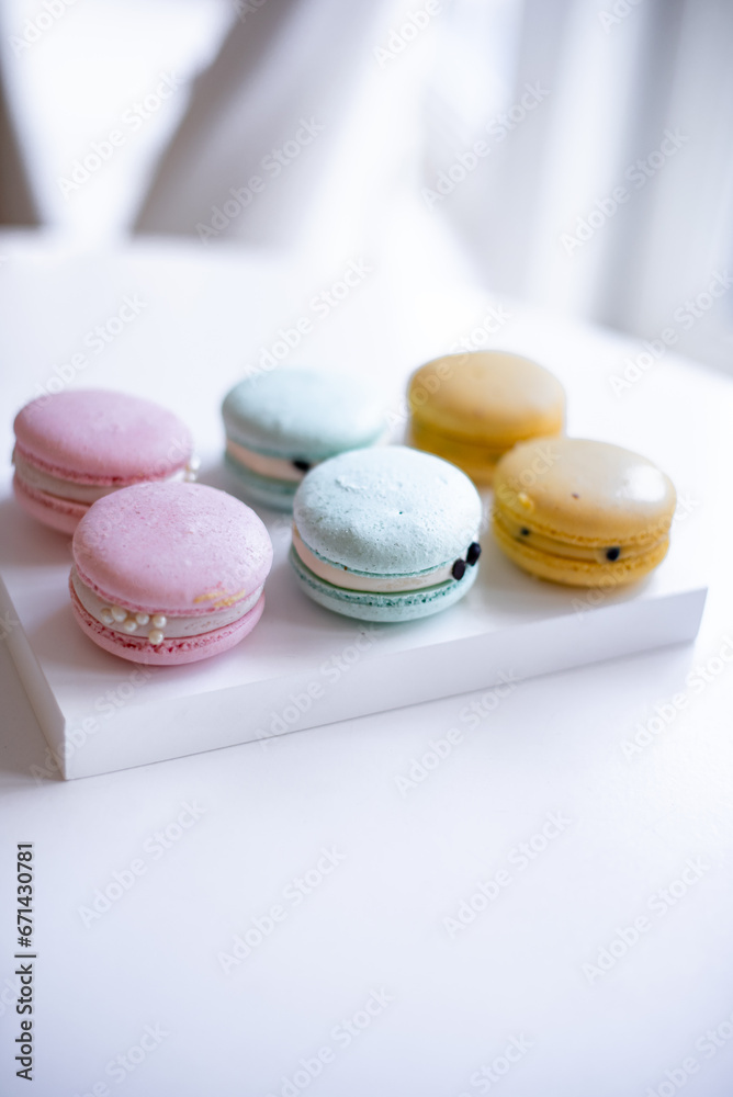 Colorful Macarons on White Tray Colorful Macarons on White Tray