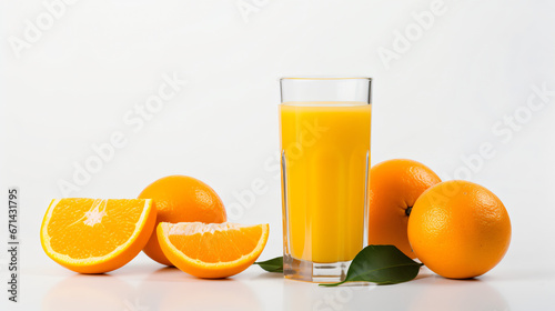 Glass of fresh orange juice isolate on white background