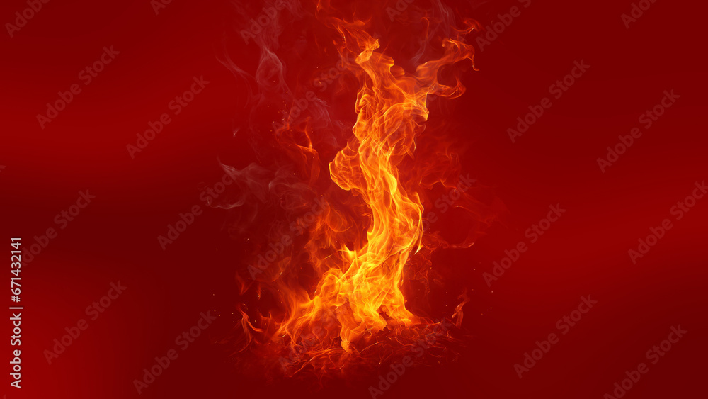 Fototapeta premium Flames red abstract on a black background