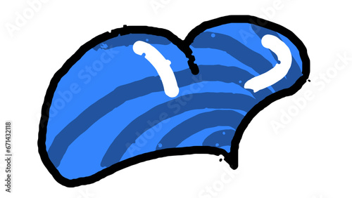 Colorful hand drawn Heart Serise blue stripe