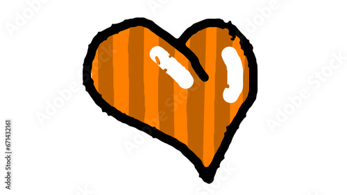 Colorful hand drawn Heart Serise orange stripe