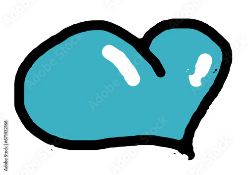 Colorful hand drawn Heart Serise sky blue