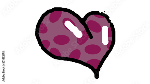 Colorful hand drawn Heart Serise purple dot