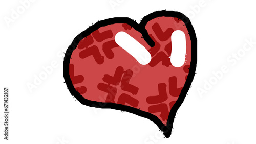 Colorful hand drawn Heart Serise Red