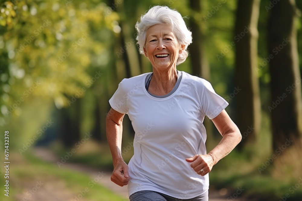 aged woman doing sport outdoor. Morning run. Healthy lifestyle aged woman doing sport outdoor. Morning run. Healthy lifestyle