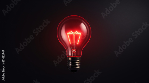 Glowing Red bulb. Brainstorming creative Ideas background