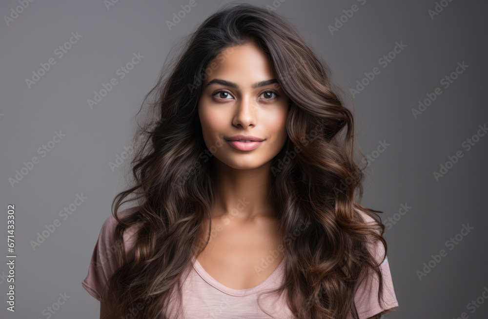 Naklejka premium Portrait of a young beautiful woman with long hair