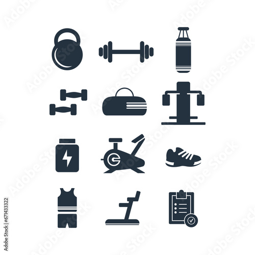 Fitness and Sport Icons set on White Background