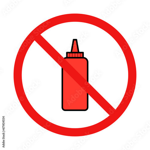 No Ketchup Sign on White Background